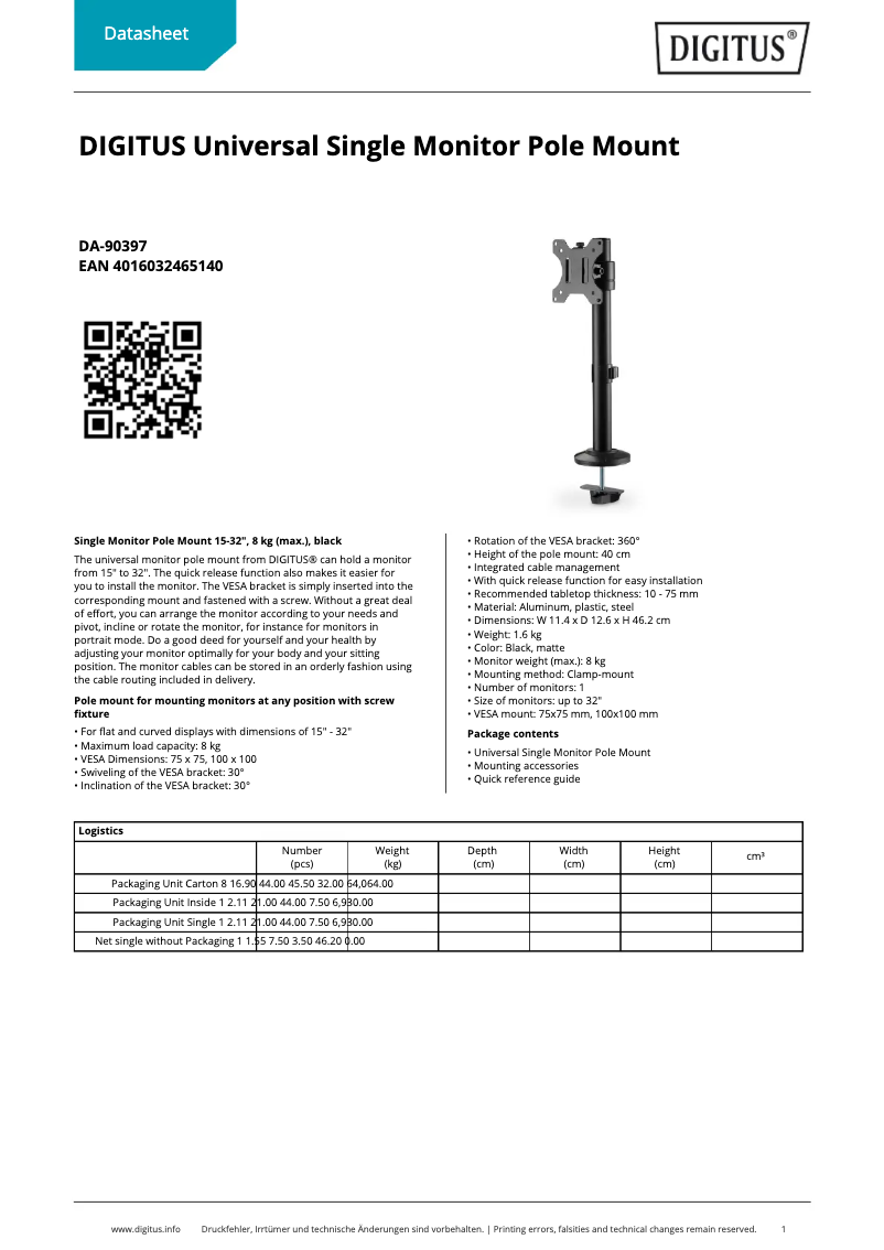 Page n°1 - Fiche technique Digitus DA-90397