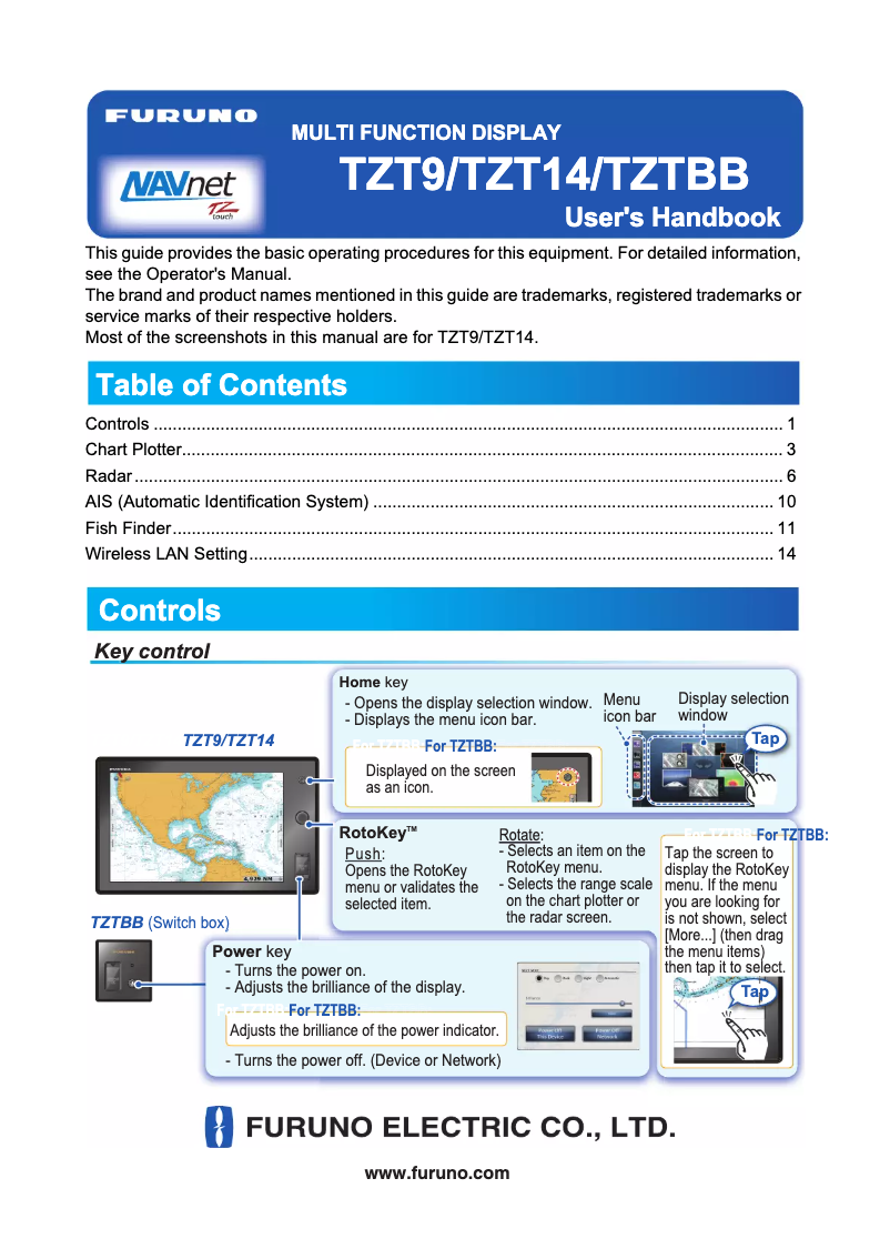 Página 1 del manual Manual de usuario Furuno TZT9