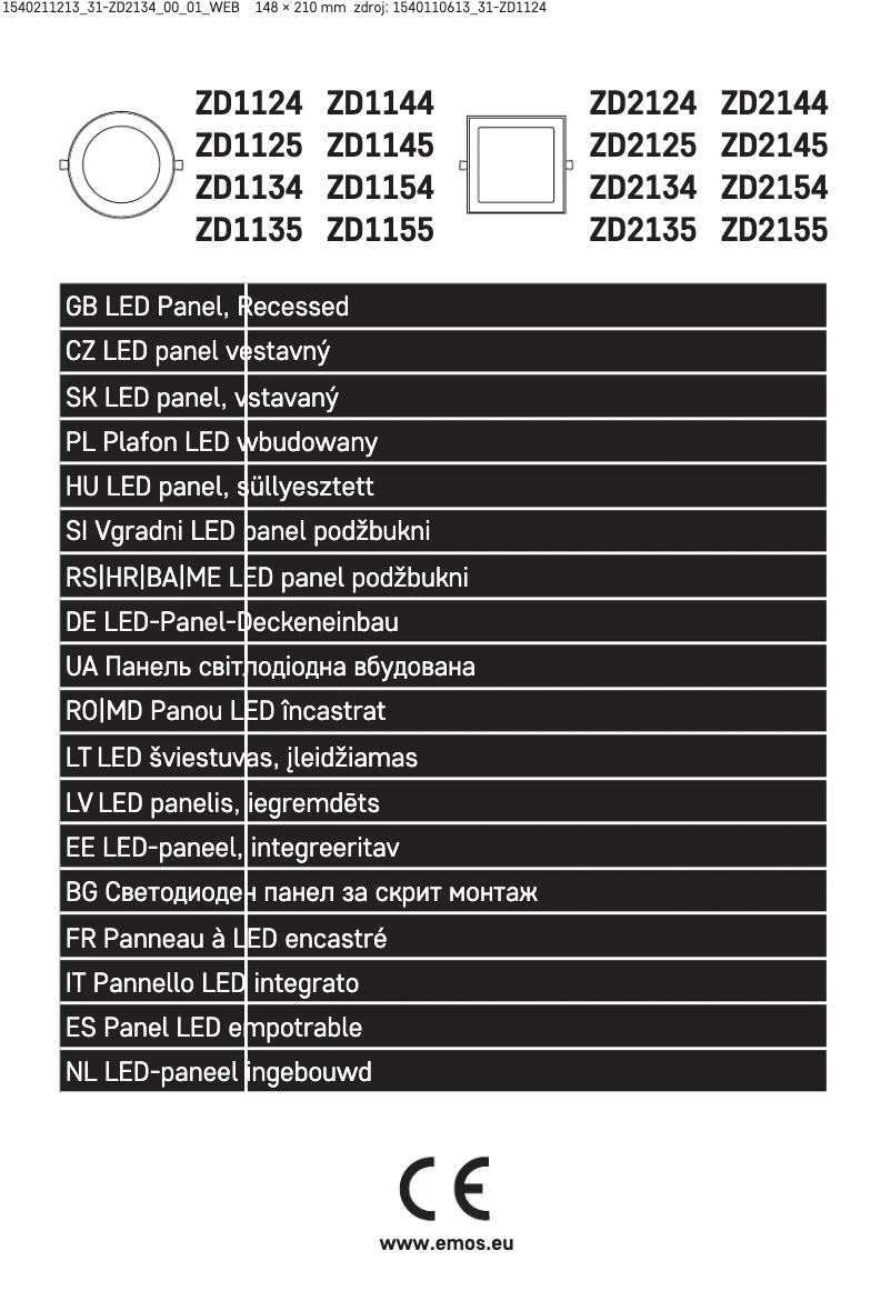 Imagen de la primera página del manual del dispositivo ZD2134
