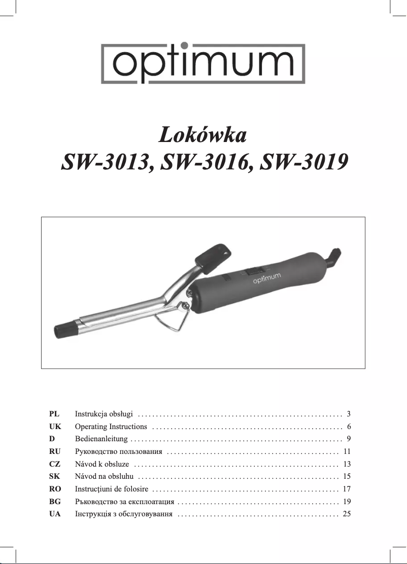 Page 1 de la notice Manuel utilisateur Optimum SW-3016