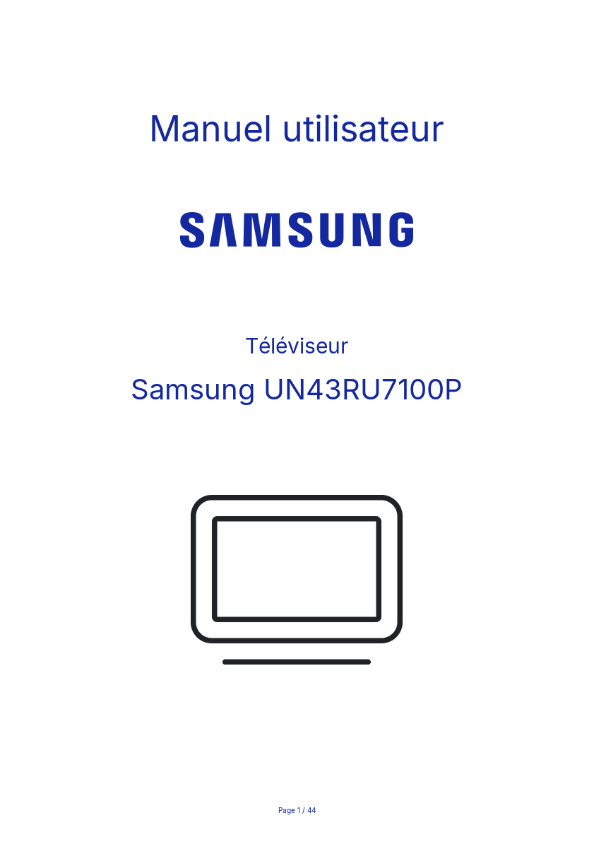 Image de la première page du manuel de l'appareil UN43RU7100P