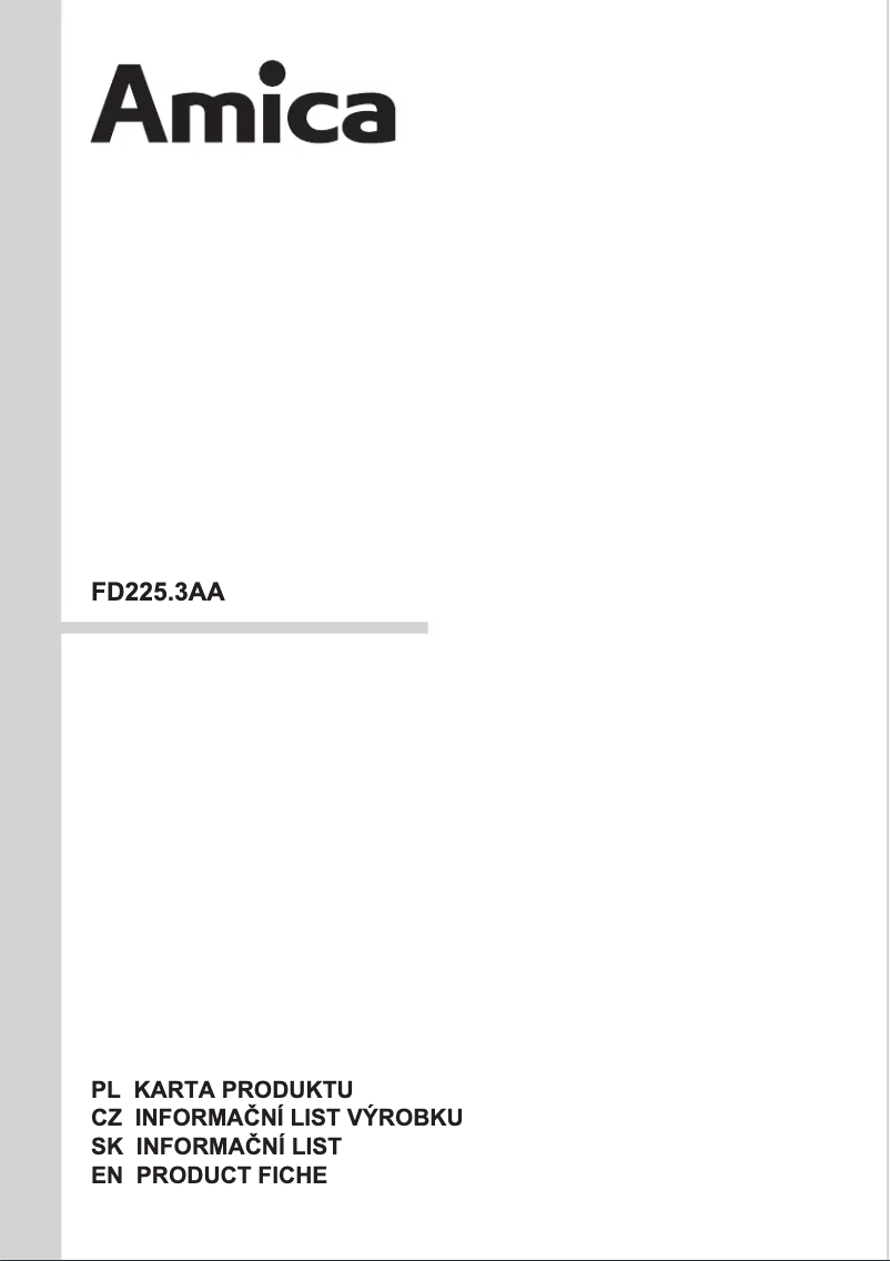 Page n°1 - Fiche technique Amica FD225.3AA