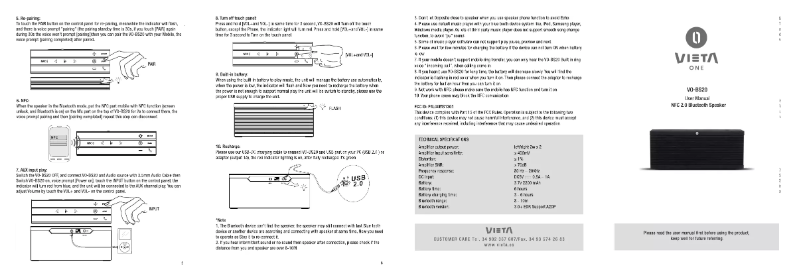 First page image of the manual for VO-BS20BK