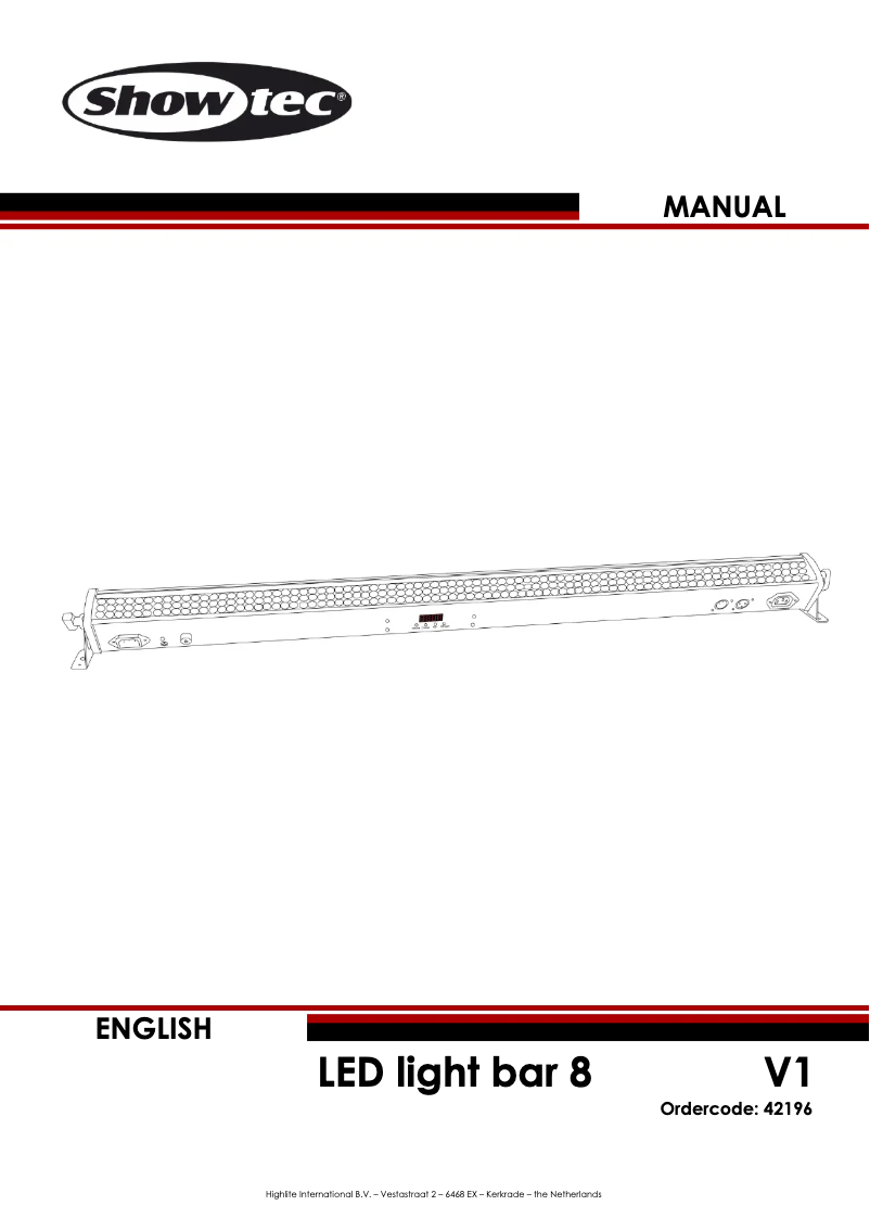 Page 1 de la notice Manuel utilisateur Showtec LED Light Bar 8