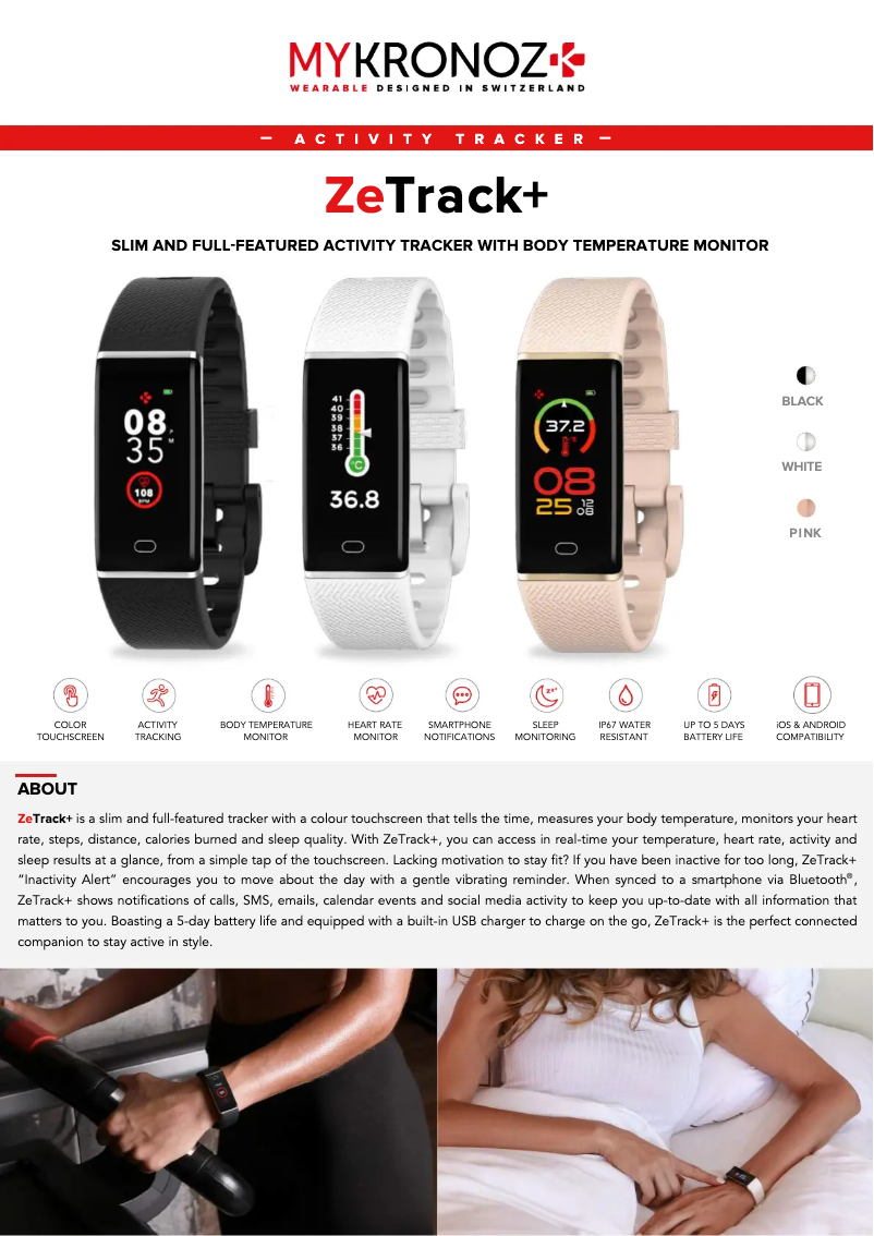 Page n°1 - Fiche technique MyKronoz ZeTrack+