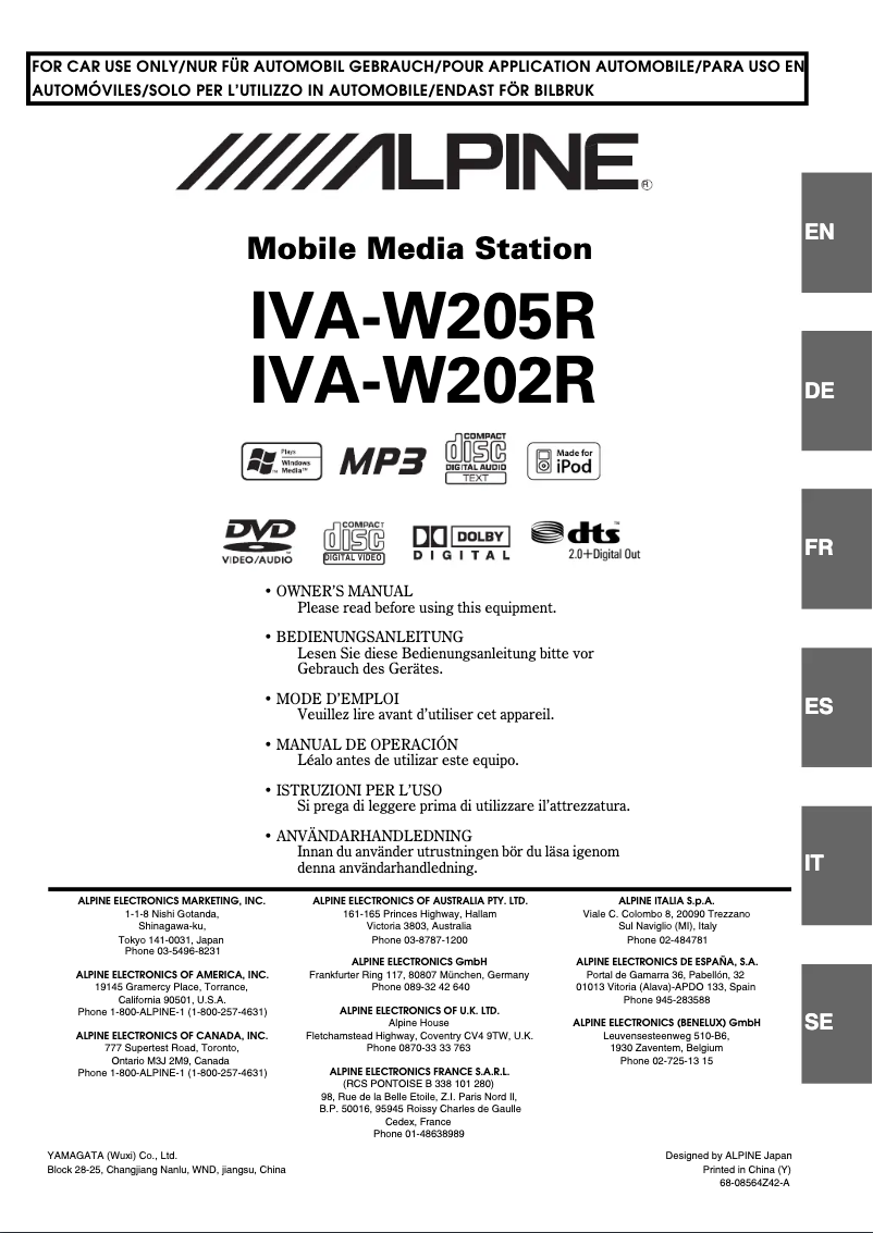 Imagen de la primera página del manual del dispositivo IVA-W205R