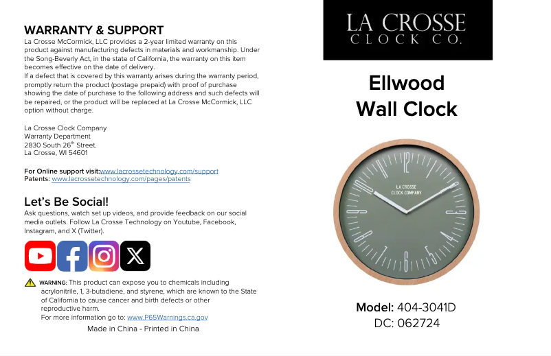 Page 1 de la notice Manuel utilisateur La Crosse Technology 404-3041D