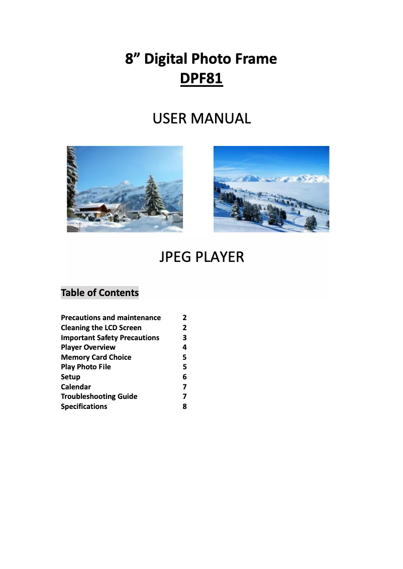 Page 1 de la notice Manuel utilisateur Maxell DPF81