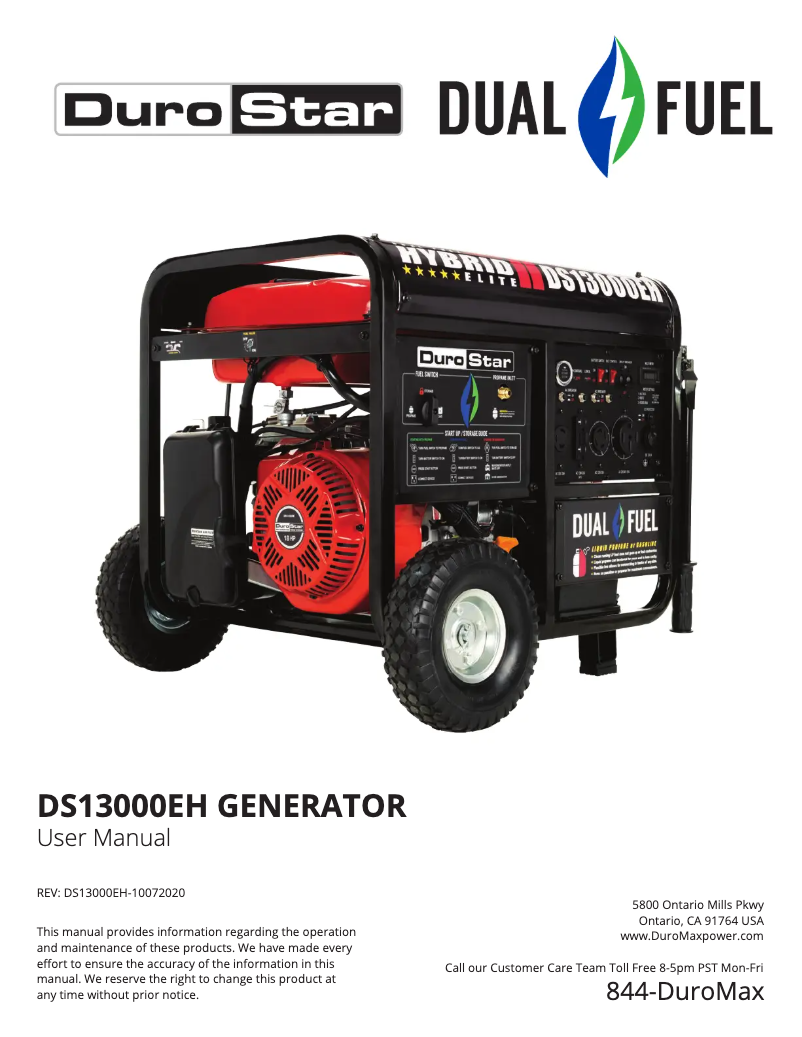 Page n°1 - Manuel utilisateur DuroMax DS13000EH