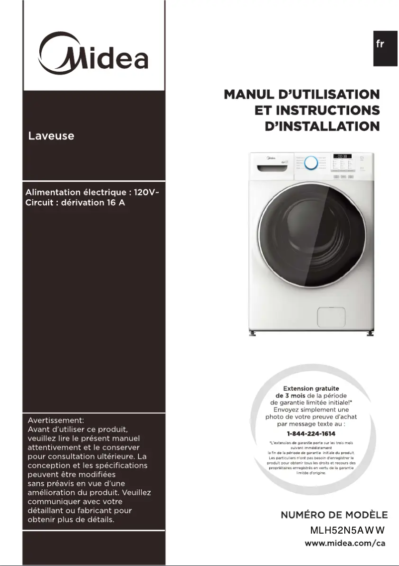 Page n°1 - Manuel utilisateur Midea MLH52N5AWW