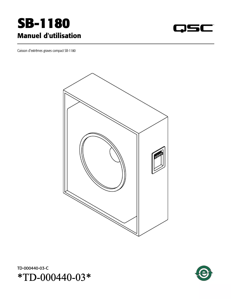 Page 1 of the manual User Manual QSC SB-1180
