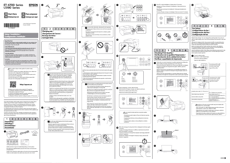 Page 1 de la notice Guide d'installation Epson EcoTank L5190