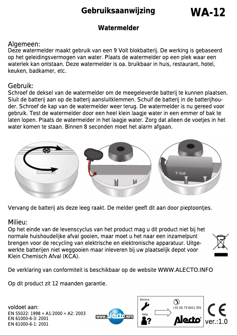 Page n°1 - Manuel utilisateur Alecto WA-12