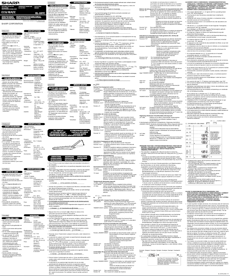 Page n°1 - Manuel utilisateur Sharp EL-337C