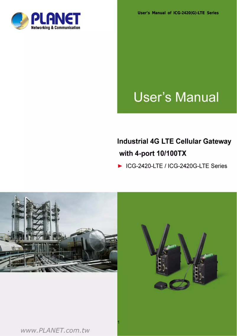 Page 1 de la notice Manuel utilisateur Planet ICG-2420G-LTE-US