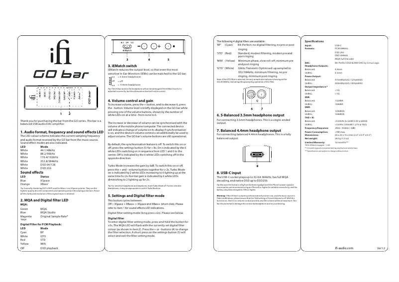 Page n°1 - Manuel utilisateur iFi Audio GO bar