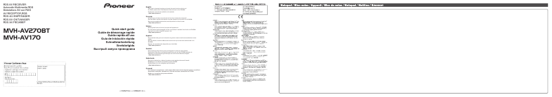 Page n°1 - Guide de démarrage rapide Pioneer MVH-AV170