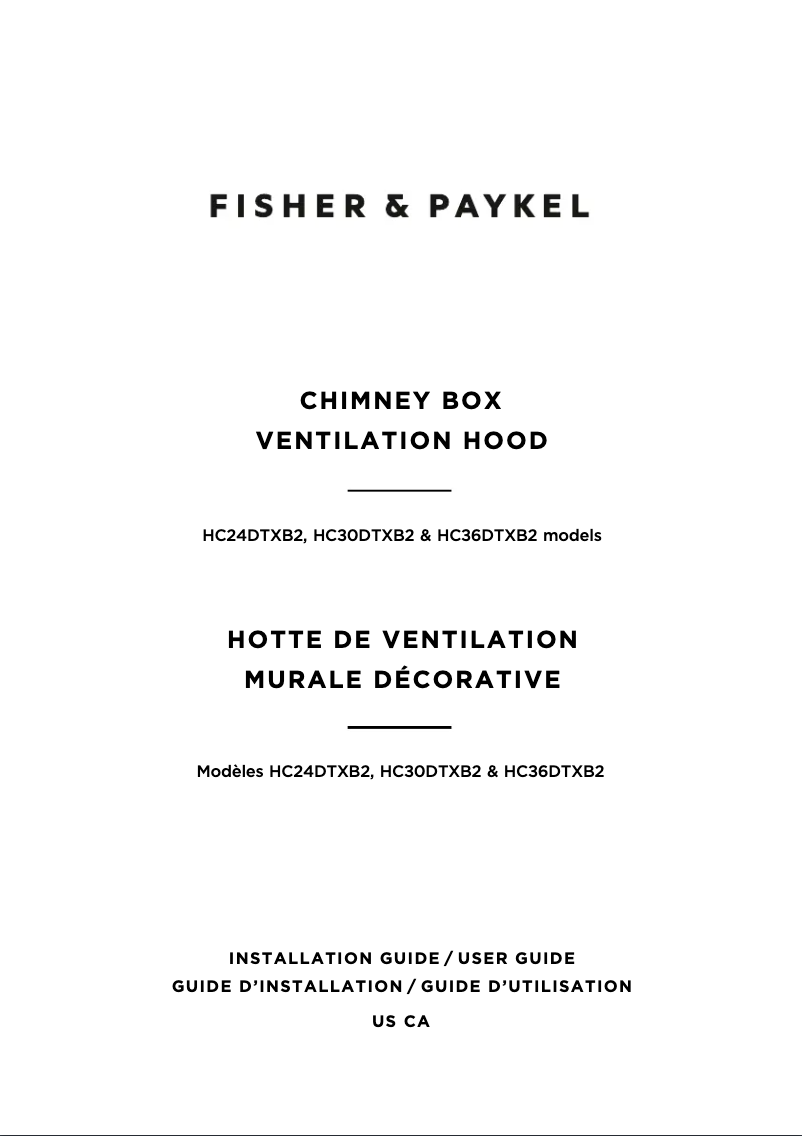 Page 1 de la notice Guide d'installation Fisher & Paykel HC36DTXB2