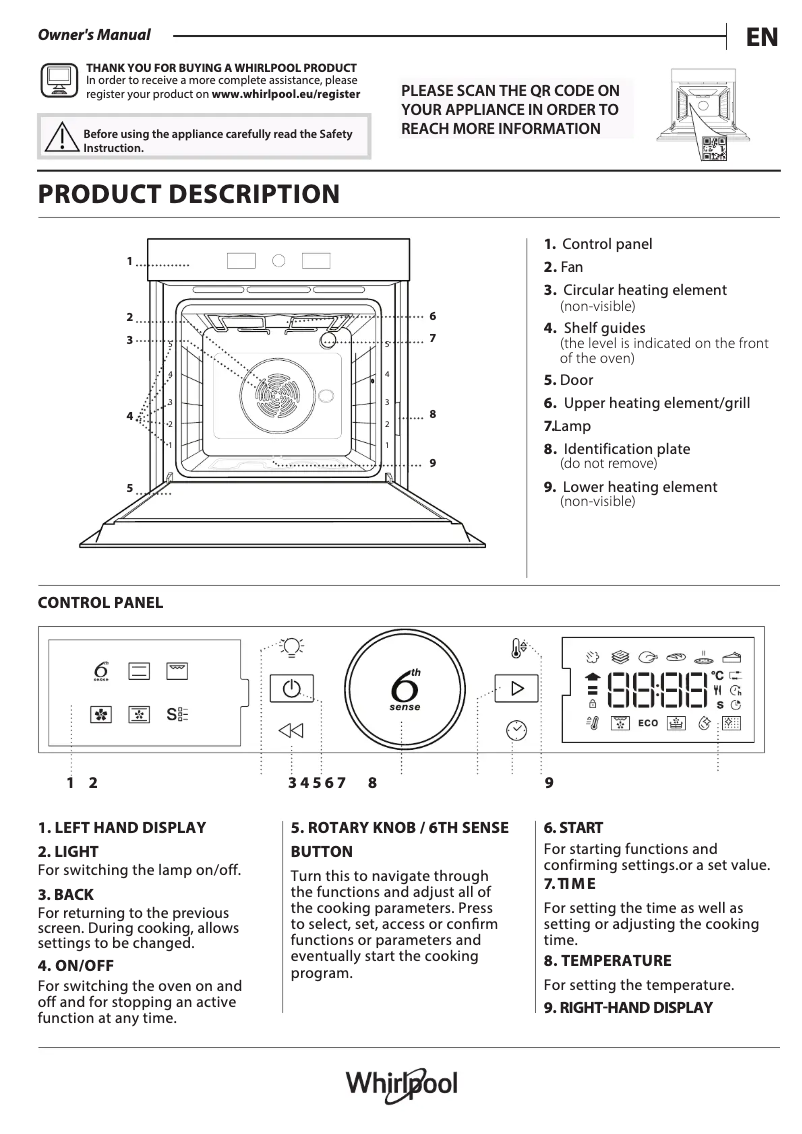 Page 1 de la notice Guide d'installation Whirlpool WOI4S8PM2SBA