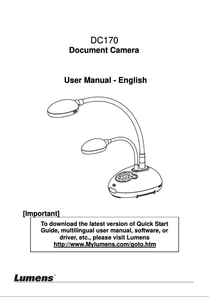 Page 1 de la notice Manuel utilisateur Lumens DC170 =