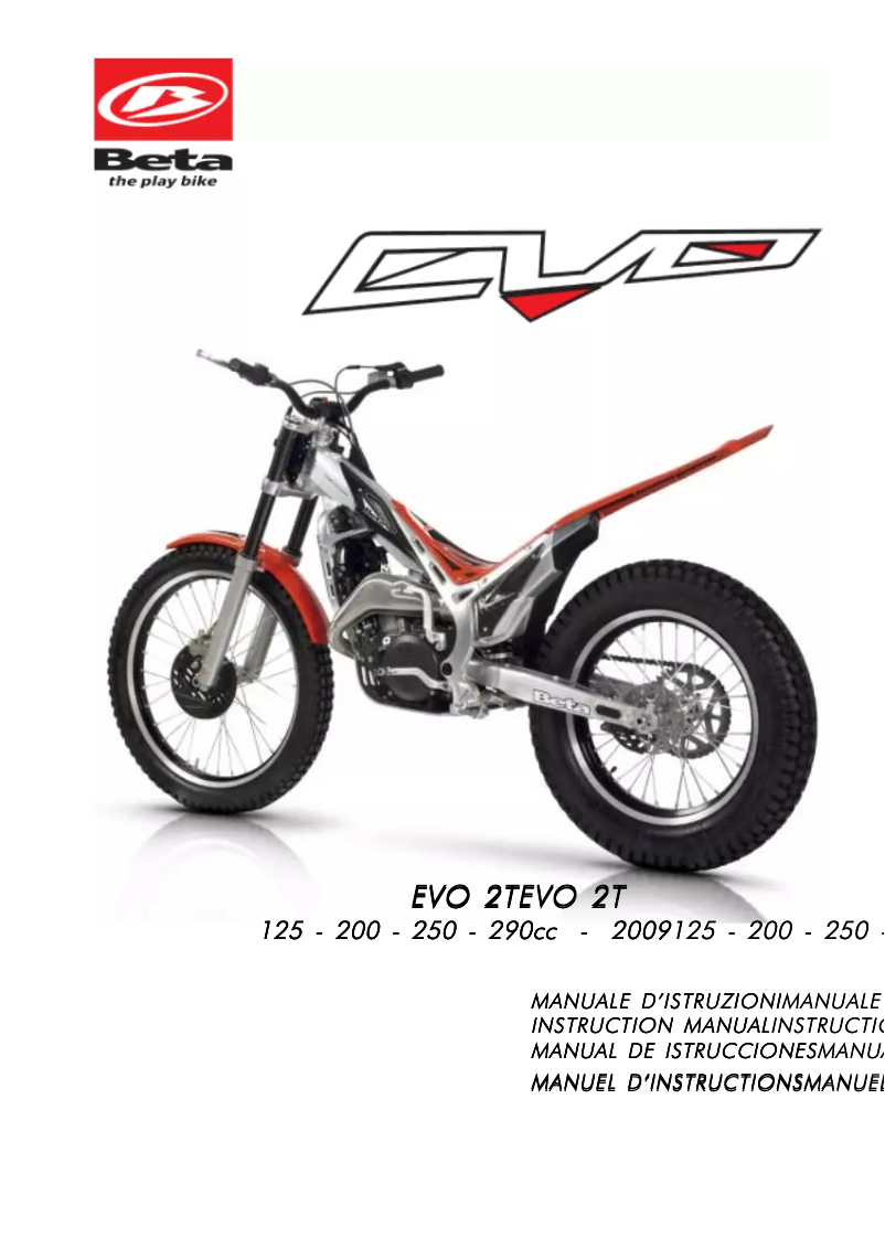 Page 1 de la notice Manuel utilisateur Beta EVO 200 2T (2009)