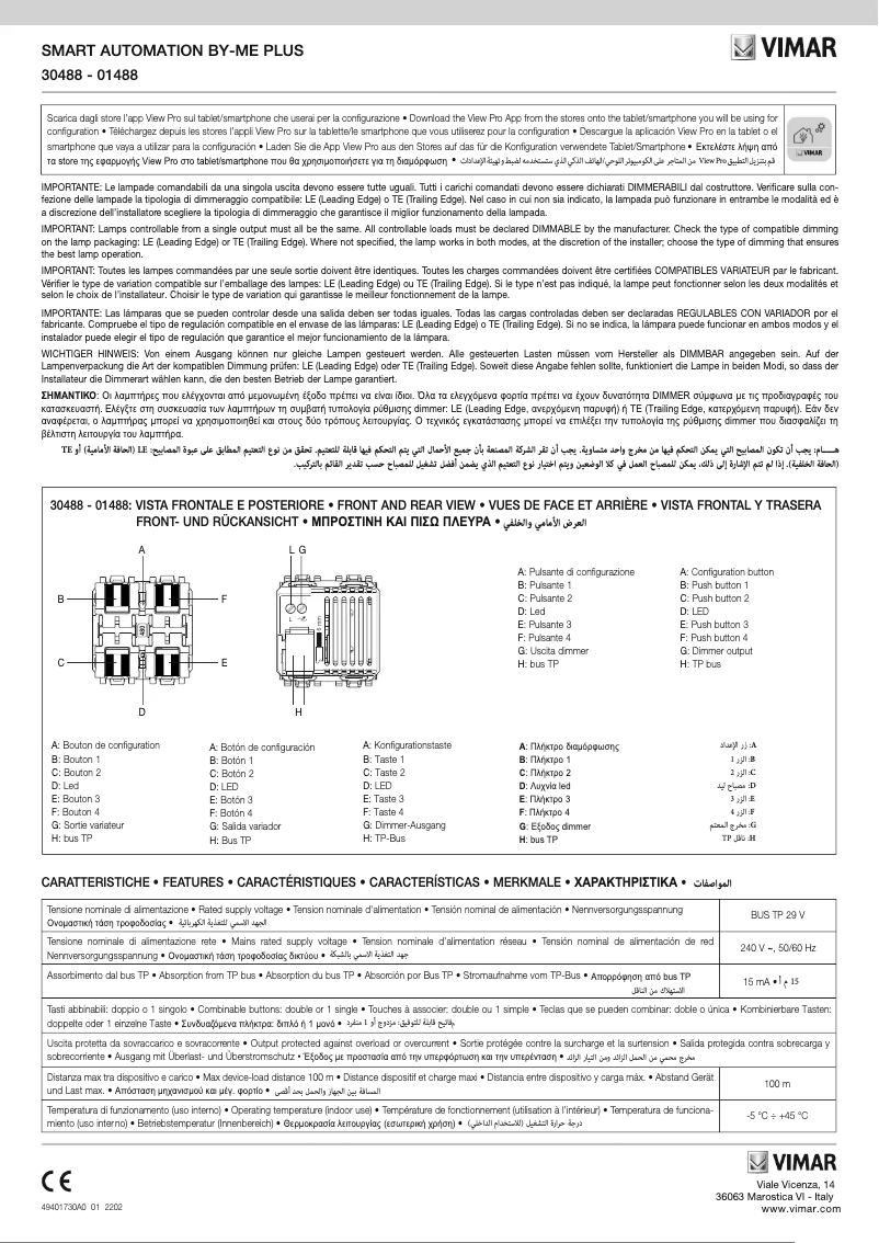 Página 1 del manual Instrucciones / montaje Vimar 30488
