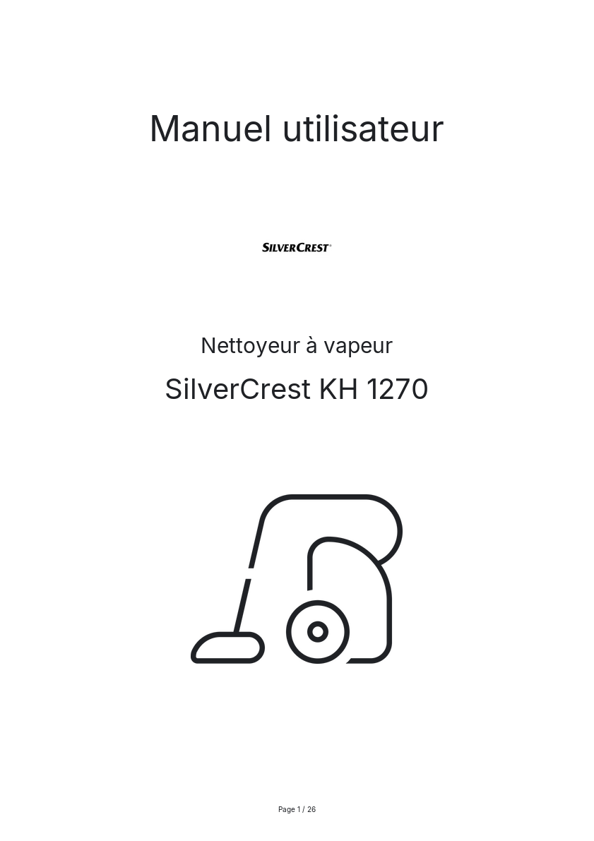 Page n°1 - Manuel utilisateur SilverCrest KH 1270
