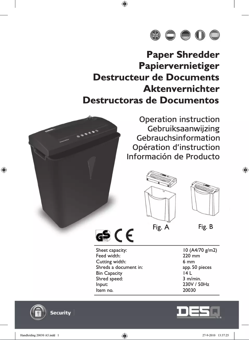 Página 1 del manual Manual de usuario Desq 20030