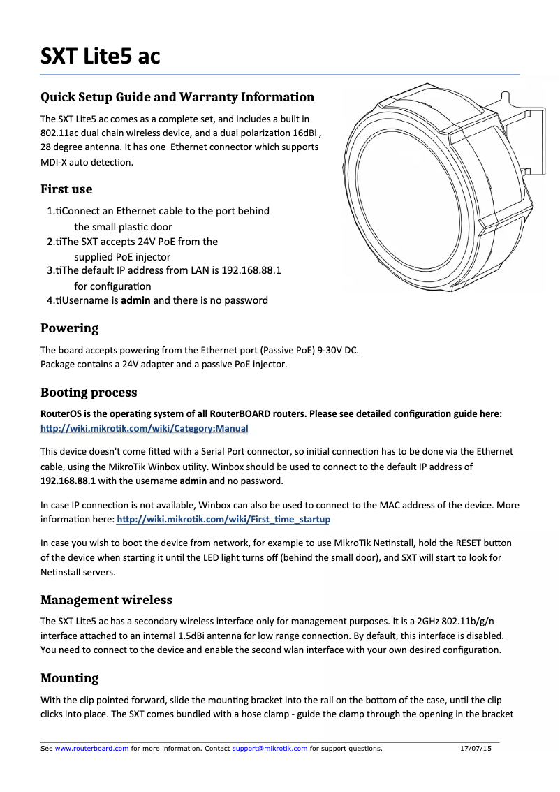 Page n°1 - Manuel utilisateur Mikrotik SXT Lite5 ac