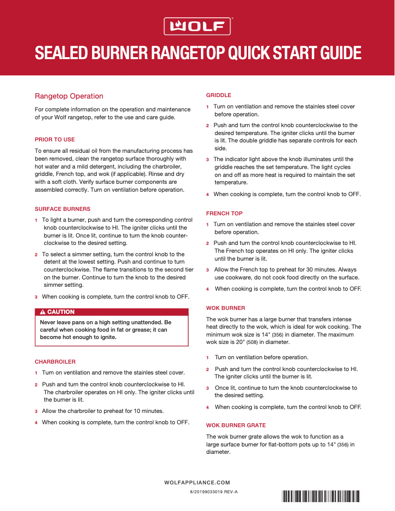 Page 1 de la notice Guide de démarrage rapide Wolf SRT364G