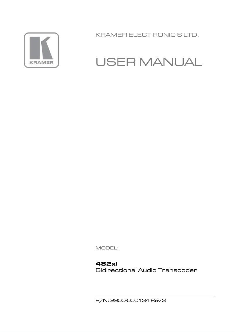 Página 1 del manual Manual de usuario Kramer 482XL