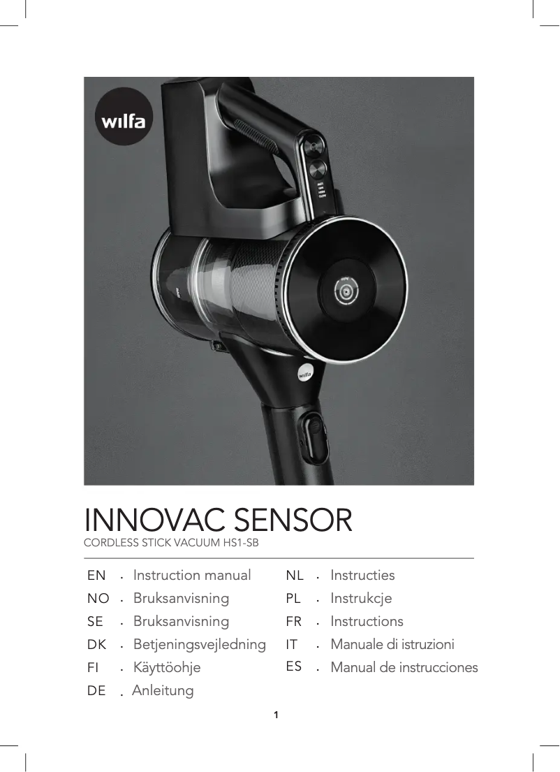 Imagen de la primera página del manual del dispositivo Innovac Sensor HS1-SB