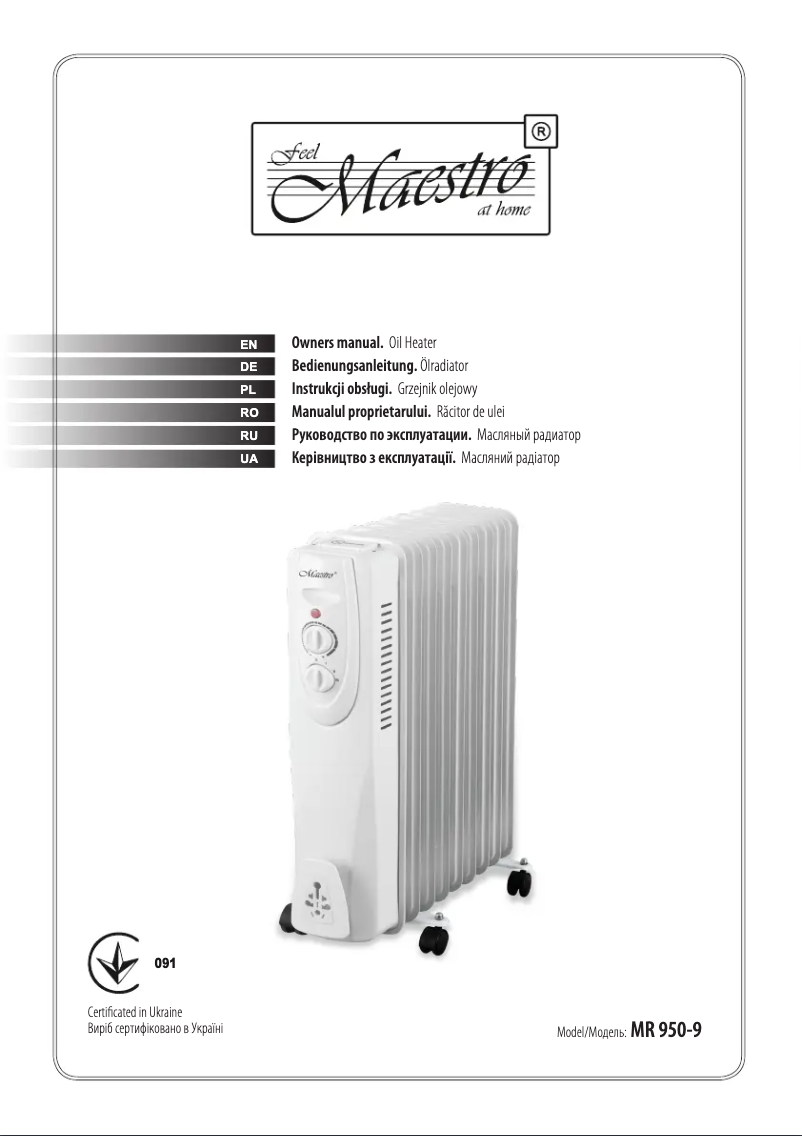 Page n°1 - Manuel utilisateur Maestro MR950-9