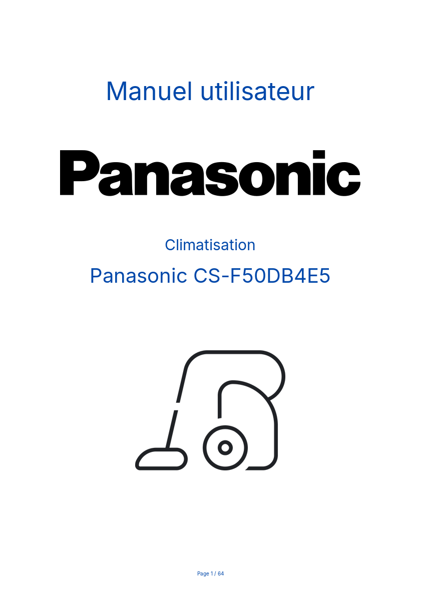 Page n°1 - Manuel utilisateur Panasonic CS-F50DB4E5