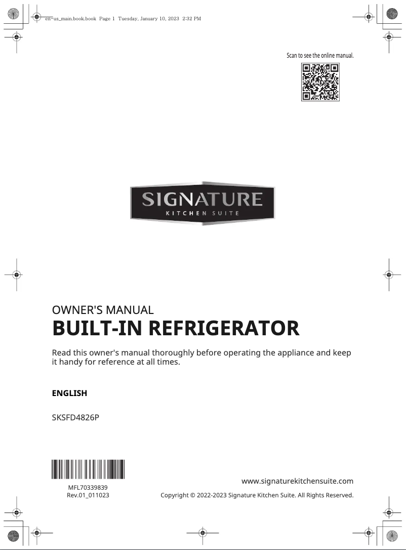 Page n°1 - Manuel utilisateur Signature SKSFD4826P