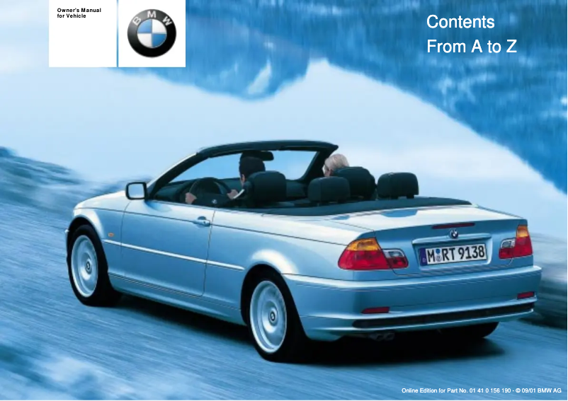 Page 1 de la notice Manuel utilisateur BMW 325ci Convertbile (2002)