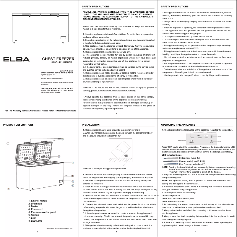 Page 1 of the manual User Manual Elba ARTICO EF-H6651E(WH)