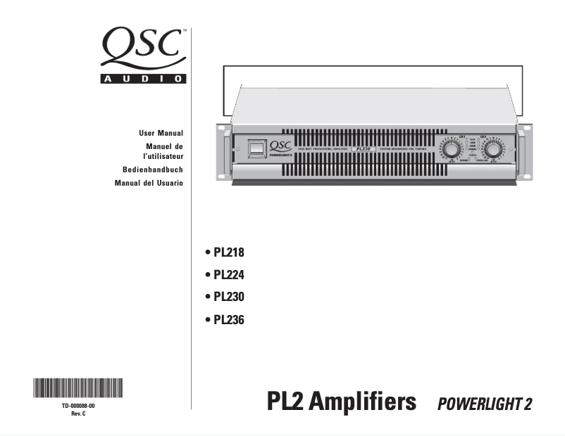 Page n°1 - Manuel utilisateur QSC PL218