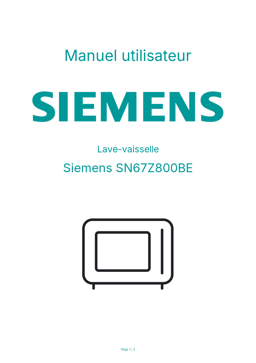 Page n°1 - Manuel utilisateur Siemens SN67Z800BE