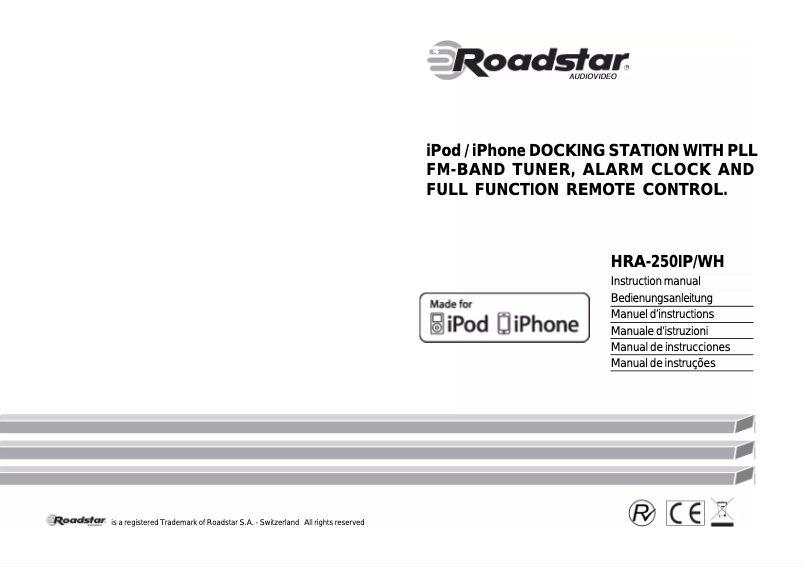 Page 1 de la notice Manuel utilisateur Roadstar HRA-250IP/WH