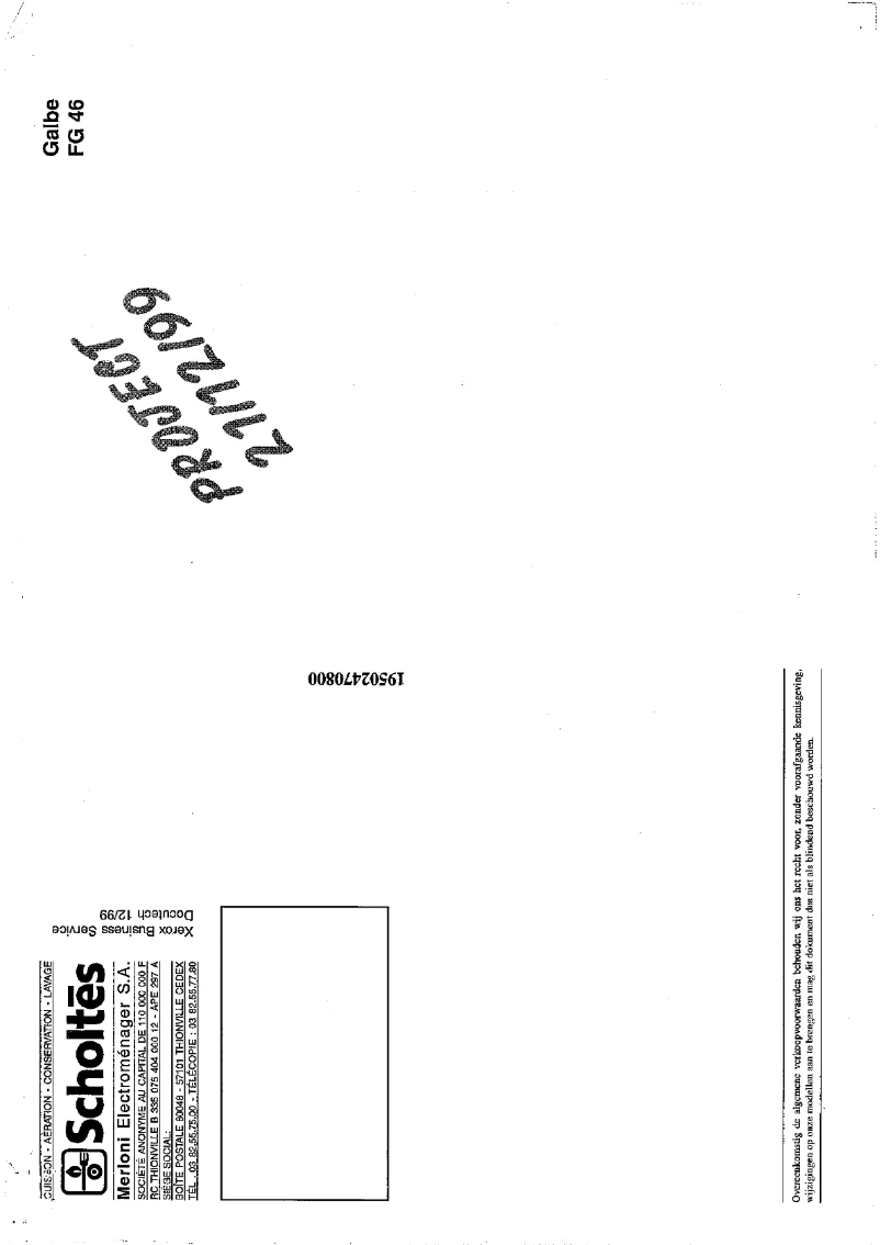 Page 1 de la notice Manuel utilisateur Scholtès FG 46