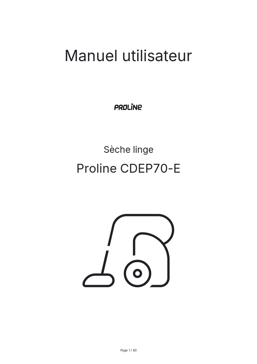Page n°1 - Manuel utilisateur Proline CDEP70-E