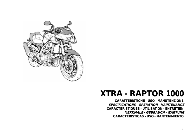 Page 1 de la notice Manuel utilisateur Cagiva X-TRA Raptor 1000 (2004)