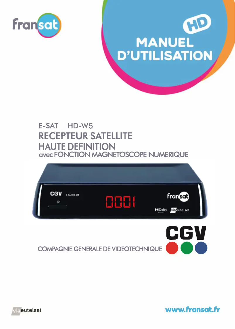 Page 1 de la notice Manuel utilisateur CGV E-SAT HD-W5