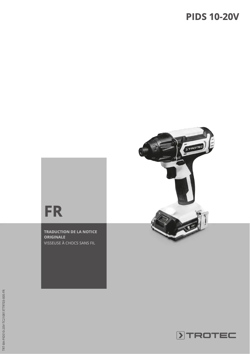 Page 1 de la notice Manuel utilisateur Trotec PIDS 10‑20V