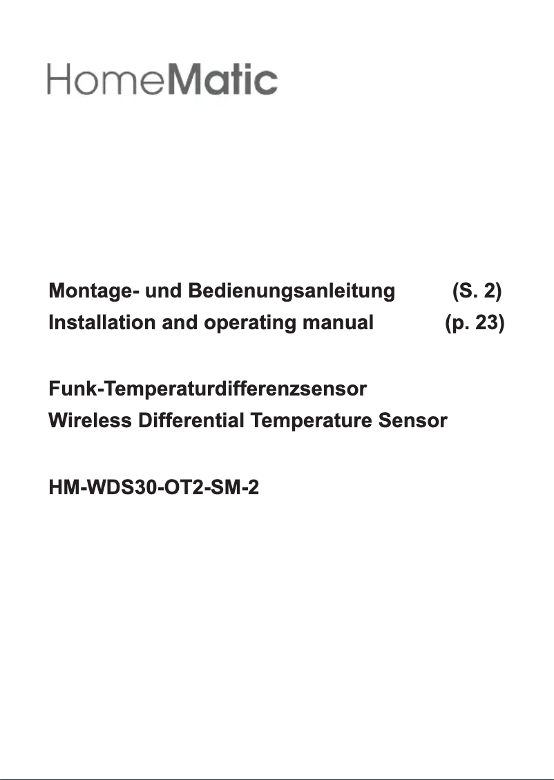 Image de la première page du manuel de l'appareil HM-WDS30-T-O