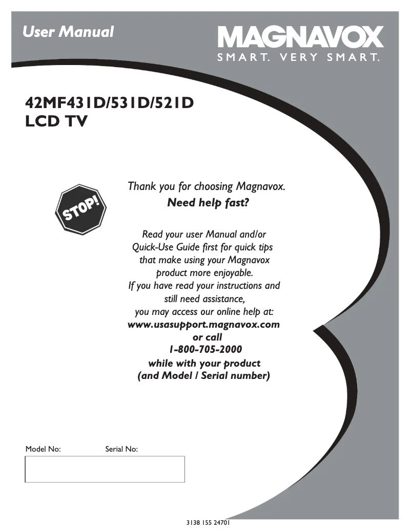 Page 1 de la notice Manuel utilisateur Philips 42MF521D