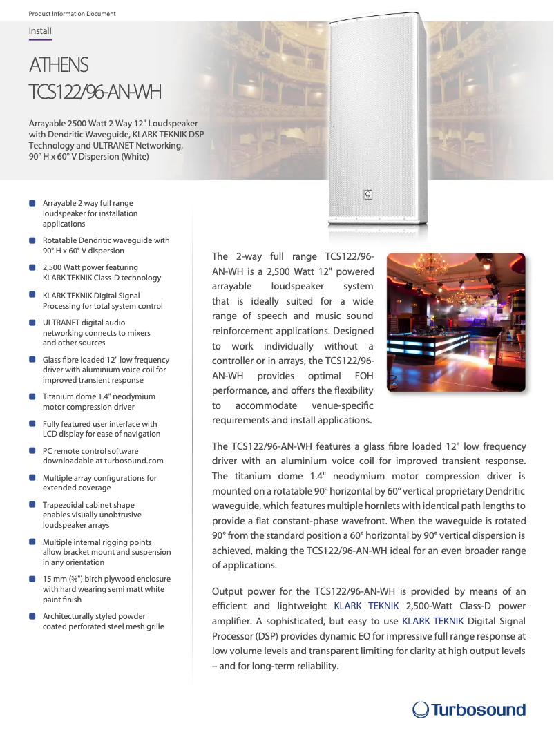 Página 1 del manual Ficha técnica Turbosound TCS152/64