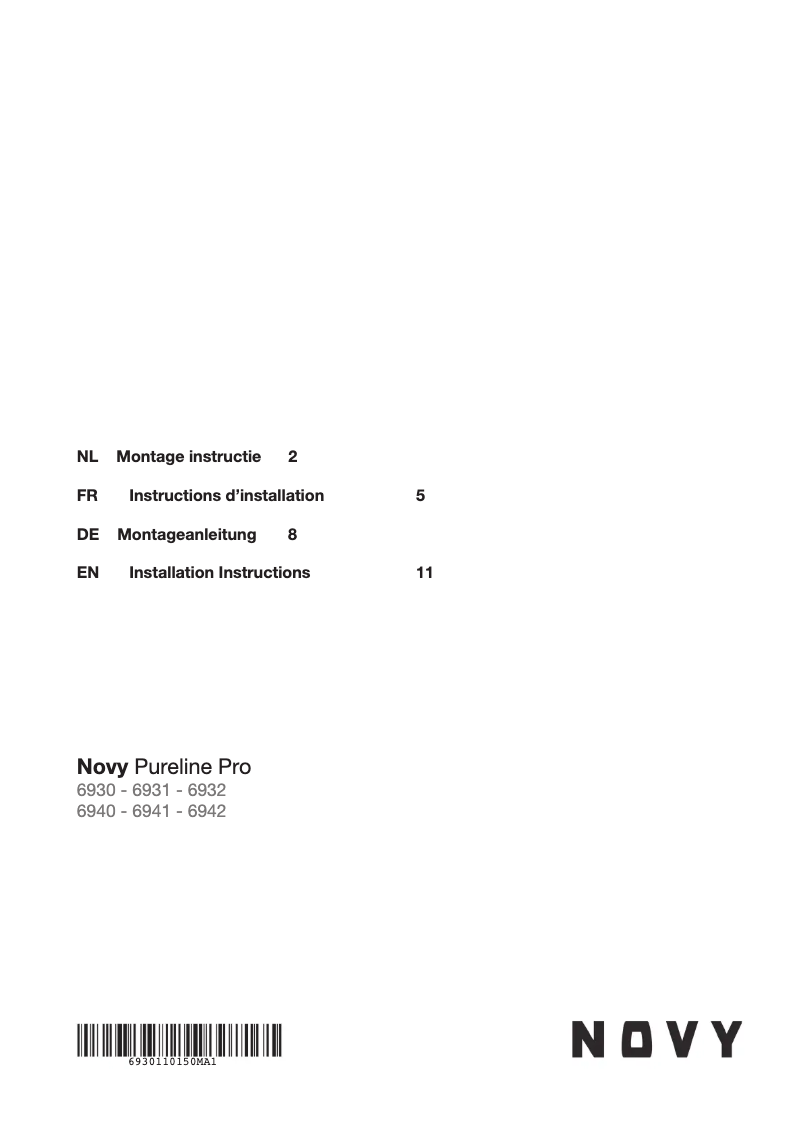 Page 1 de la notice Manuel utilisateur Novy Pure'line Pro 6942