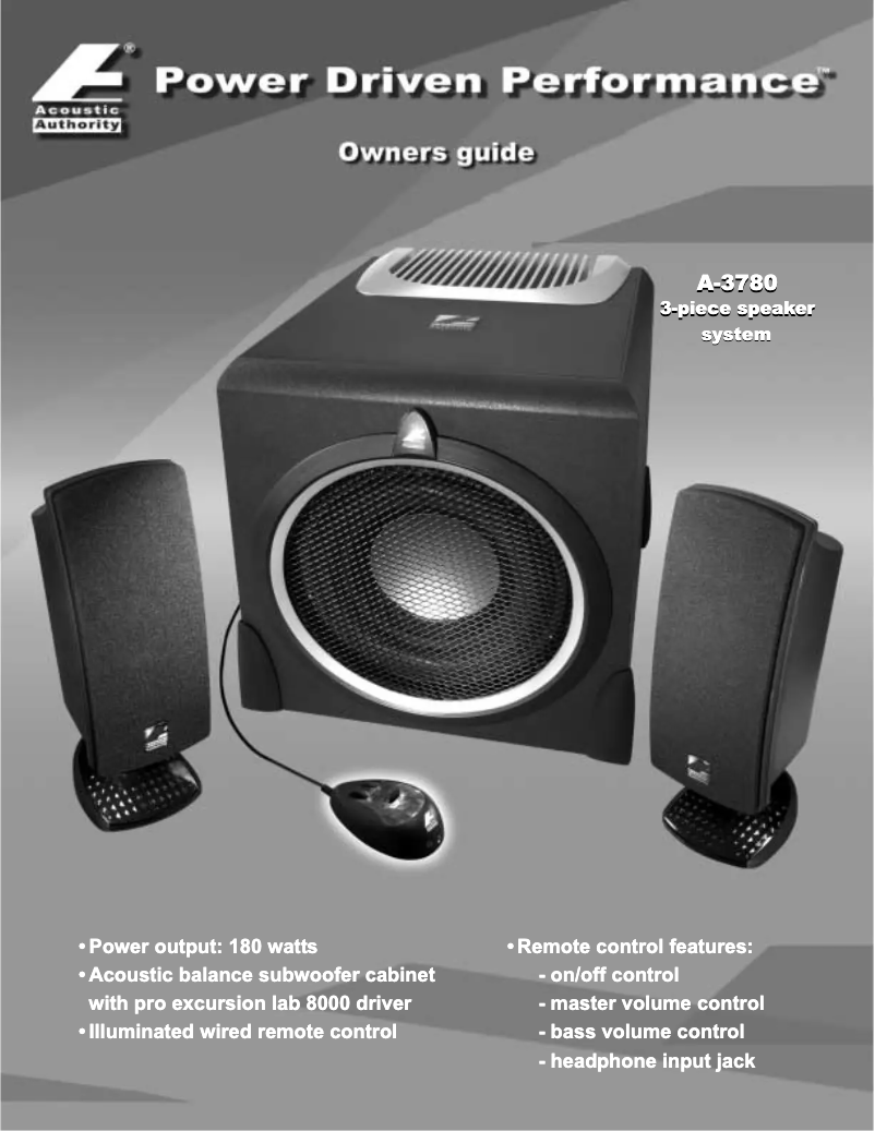 Página 1 del manual Manual de usuario Cyber Acoustics A-3780